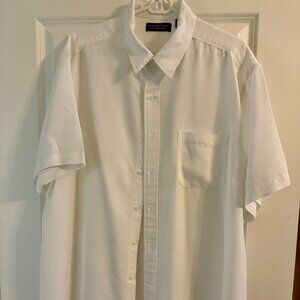 Roundtree Yorke Men Shirt Short Sleeve White Button Up Shirt – 2XB